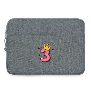 3e anniversaire Petite Princesse avec Couronne - Sacoche pour ordinateur portable 15 pouces - gris chiné - Devant