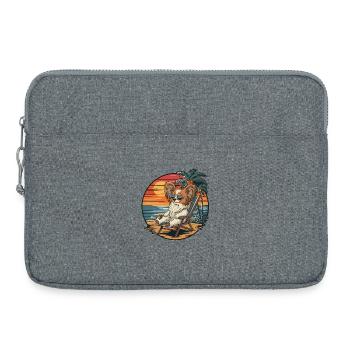 Lustiger Papillon-Hund am Strand, Sommerurlaub Sonnenuntergang - Laptoptasche 15" - Grau meliert - Vorne