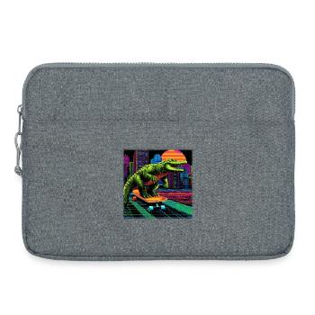Pixel Art Crocodile – Retro Skater Synthwave - Laptop bag 15" - heather grey - Front