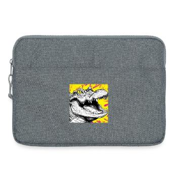 Croquis Crocodile – Design de style graffiti urbain - Sacoche pour ordinateur portable 15 pouces - gris chiné - Devant