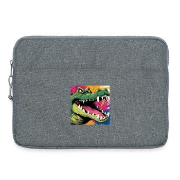 Giftgrünes Krokodil – Street Art Monster Design - Laptoptasche 15" - Grau meliert - Vorne