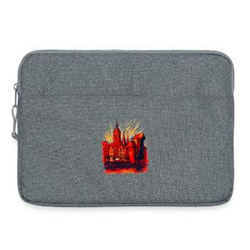 Motif de la ville de Gdańsk Silhouette de la Pologne Cadeau - Sacoche pour ordinateur portable 15 pouces - gris chiné - Devant