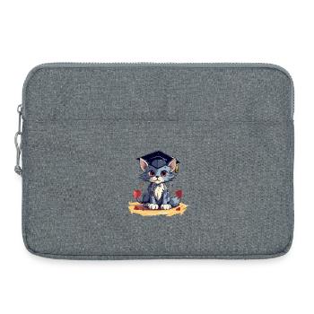 Abschluss Katze mit Graduationskappe - Laptoptasche 15" - Grau meliert - Vorne