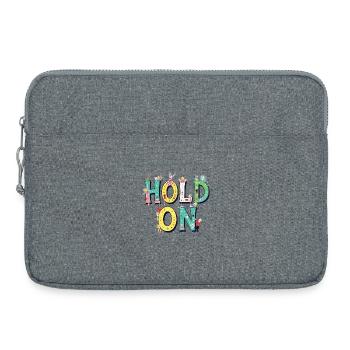 Hold On – Circus Letters Motivation - Laptoptasche 15" - Grau meliert - Vorne