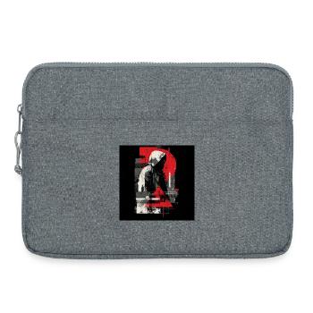 Mirage à capuchon : géométrie rouge-gris - Sacoche pour ordinateur portable 15 pouces - gris chiné - Devant