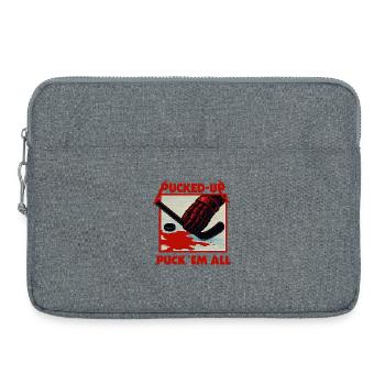 Pucked-Up Blood Red Hockey Graphic - Laptop bag 15" - heather grey - Front