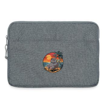 Lustiges Nilpferd am Strand, Sommerurlaub Sonnenuntergang - Laptoptasche 15" - Grau meliert - Vorne
