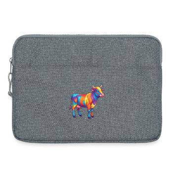 Colorful Cow Rainbow Pop Art Watercolor - Laptop bag 15" - heather grey - Front