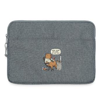 Capybara beaver at work: Lazy instead of work - Laptop bag 15" - heather grey - Front