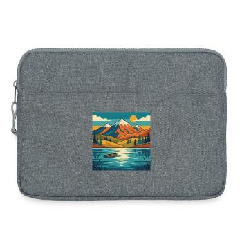 Crépuscule du lac montagneux - Sacoche pour ordinateur portable 15 pouces - gris chiné - Devant