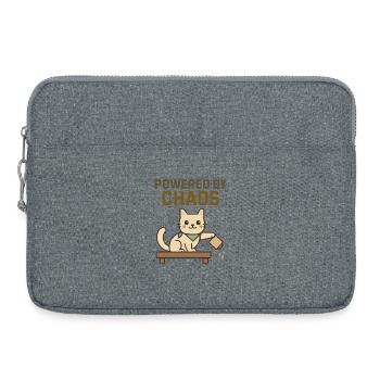 Powered by Chaos - Cheeky Cat Knocks Coffee Over - Laptop bag 15" - heather grey - Front
