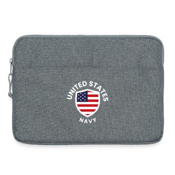 US-Flaggen-Schild-Marine - Laptoptasche 15" - Grau meliert - Vorne
