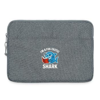 Fin-Tastic Shark reads book - Laptop bag 15" - heather grey - Front