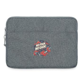 No Pain No Gain Gym Motivation Fitness Workout Shi - Laptoptasche 15" - Grau meliert - Vorne