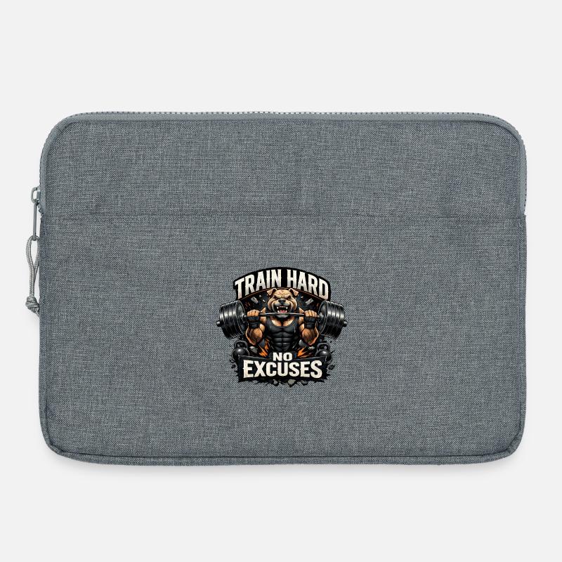 Train Hard No Excuses - Laptop bag 15" - heather grey