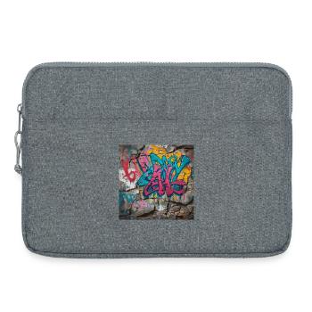 Bunte Graffiti auf Steinwand - Laptoptasche 15" - Grau meliert - Vorne