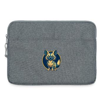 Aardwolf Kawaii Maskottchen Cartoon Clipart Logo Abzeichen - Laptoptasche 15" - Grau meliert - Vorne