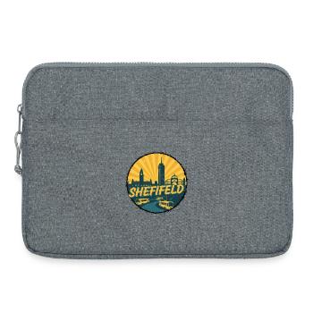 Sheffield City Skyline Vintage Tram Badge - Laptop bag 15" - heather grey - Front