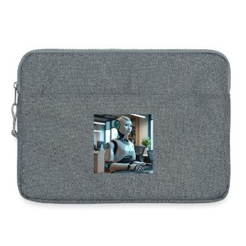 Robot humanoïde dans un bureau bleu - Sacoche pour ordinateur portable 15 pouces - gris chiné - Devant