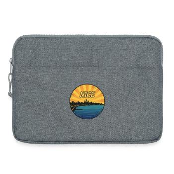Nice City Skyline Cote d'Azur Retro Badge - Laptop bag 15" - heather grey - Front
