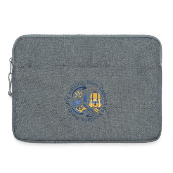 Buen Camino hört nie auf, in Blau und Gelb zu gehen. - Laptoptasche 15" - Grau meliert - Vorne