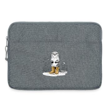 Mignonne loutre avec des bottes en caoutchouc jaunes - Sacoche pour ordinateur portable 15 pouces - gris chiné - Devant