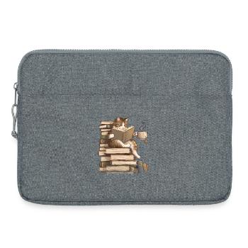 Chat lisant des livres - Sacoche pour ordinateur portable 15 pouces - gris chiné - Devant
