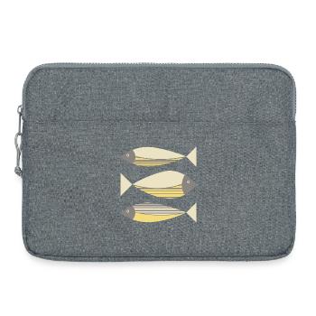 Illustrierter Grafikfisch Gelb-Grau - Laptoptasche 15" - Grau meliert - Vorne