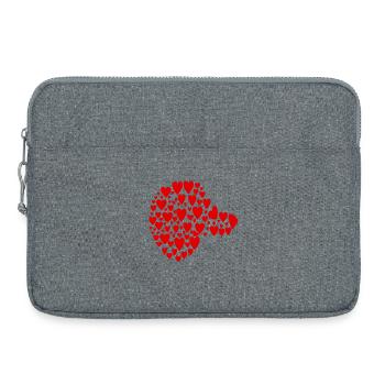 Chiens teckels - Cœur de tête - Sacoche pour ordinateur portable 15 pouces - gris chiné - Devant