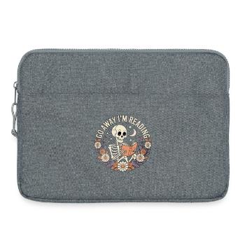 Away I'm Reading Skeleton with Florals - Laptop bag 15" - heather grey - Front