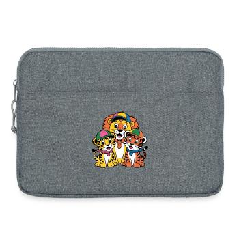 Trio joyeux amoureux des animaux Lion Léopard tigre - Sacoche pour ordinateur portable 15 pouces - gris chiné - Devant