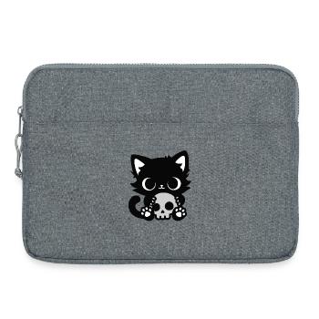 Cute Scary Cat with Skull | Halloween Motif - Laptop bag 15" - heather grey - Front