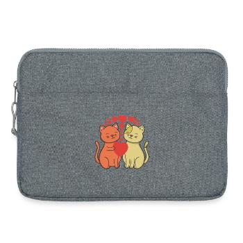 Two Heartfelt Cats Embrace - Laptop bag 15" - heather grey - Front