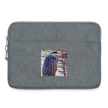 Grey Heron at the Lake - Nature Photography Wildlife - Laptop bag 15" - heather grey - Front