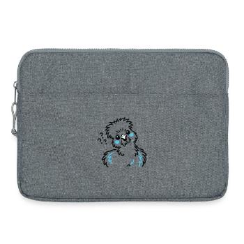 Seidenhuhn – Minimalistische Doodle Illustration - Laptoptasche 15" - Grau meliert - Vorne