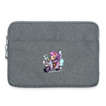 Chibi Motorcycle Heroine - Laptop bag 15" - heather grey - Front
