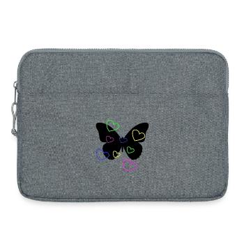 Multicolor Neon Hearts on Butterfly - Laptop bag 15" - heather grey - Front
