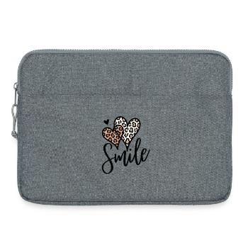 Leopard Herzen Smile Schrift - Laptoptasche 15" - Grau meliert - Vorne