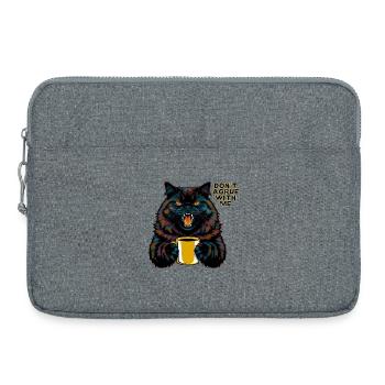 Katze mit Statement "Streite nicht mit mir" - Laptoptasche 15" - Grau meliert - Vorne