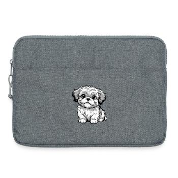 Chiot Poillet Cartoon Gris - Sacoche pour ordinateur portable 15 pouces - gris chiné - Devant