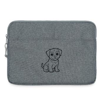 Illustration de plan de petit chiot - Sacoche pour ordinateur portable 15 pouces - gris chiné - Devant