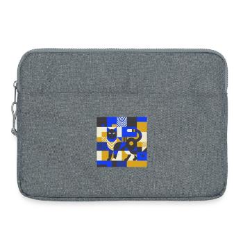 Mosaïque Katz en bleu et or - Sacoche pour ordinateur portable 15 pouces - gris chiné - Devant