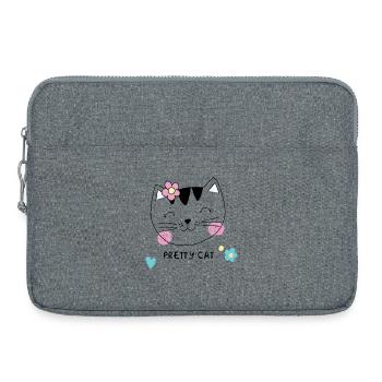 Chat Joli – Chat mignon avec une fleur pour filles - Sacoche pour ordinateur portable 15 pouces - gris chiné - Devant