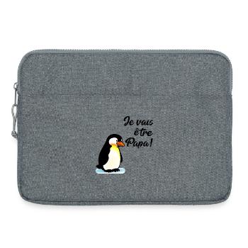 Annoncer Bébé Papa Pingouin - Sacoche pour ordinateur portable 15 pouces - gris chiné - Devant
