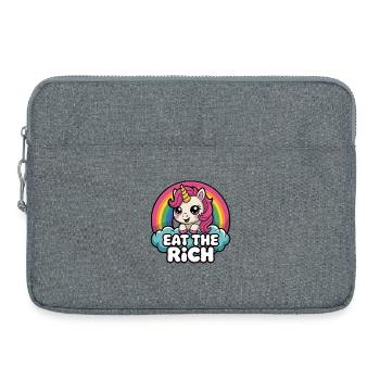 Mangez les riches – Design socialisme amusant - Sacoche pour ordinateur portable 15 pouces - gris chiné - Devant