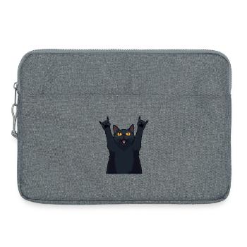Metal Cat – Black Cat montre des cornes - Sacoche pour ordinateur portable 15 pouces - gris chiné - Devant