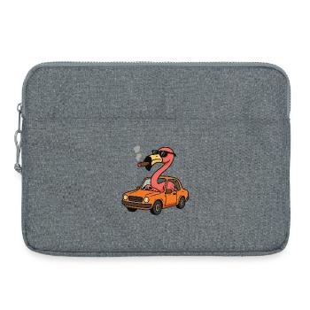 Flamant rose dans une voiture orange - Sacoche pour ordinateur portable 15 pouces - gris chiné - Devant