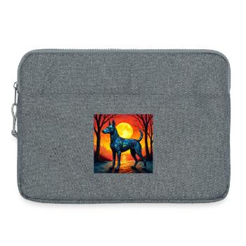 Moonlit Night Polygon Wolf - Laptop bag 15" - heather grey - Front