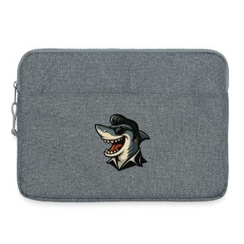 Requin avec style - Sacoche pour ordinateur portable 15 pouces - gris chiné - Devant