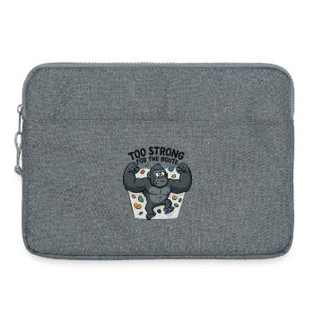 Chemise de bloc drôle – Gorille « trop fort » - Sacoche pour ordinateur portable 15 pouces - gris chiné - Devant